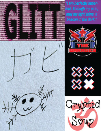 poster featuring logos from Fourth Strike Records, Glitt, The Garages, ClodGod, and an inspirational quote from Gabi that says: “I am perfectly imperfect. Through my pain, may my light shine, a beacon in the dark.”